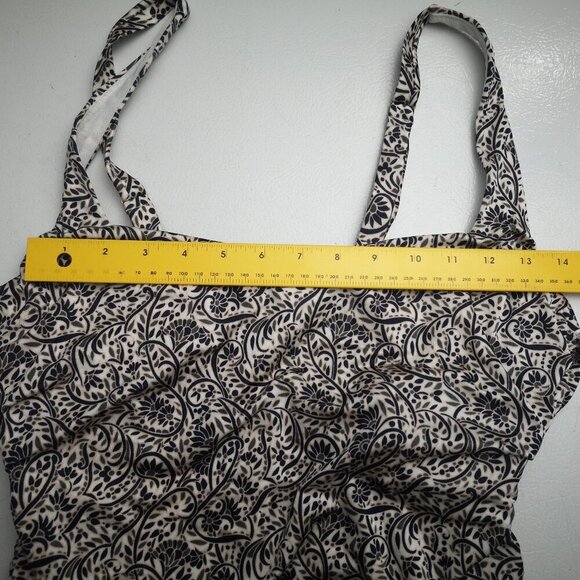 Athleta Ladies Size 38D Navy Green Off White Underwire Tankini Top - Picture 6 of 7